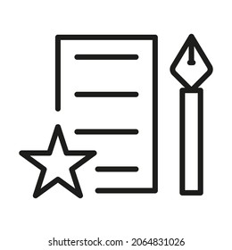 Icono de vector de esquema relacionado Editar, Registro, Suscripción, Suscripción, Documento