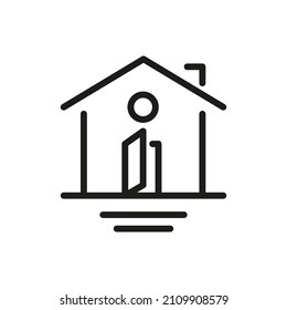 Outline Vector Icon Related Home Isolated On White Background. Custom Symbol For Your Website, Logo, App, User Interface.