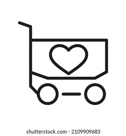 Outline Vector Icon Related Market Cart Isolated On White Background. Custom Symbol For Your Website, Logo, App, User Interface.