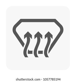 Outline vector icon representing car windshield defog feature. Designed for dashboards and automotive interfaces, symbolizes enhanced visibility, safety and clear driving in foggy conditions.
