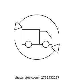 Icono de Vector de esquema que representa devoluciones de productos o servicio de intercambio de paquetes.