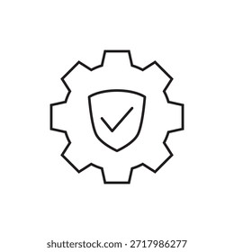 Outline vector icon for security check and verified system settings.