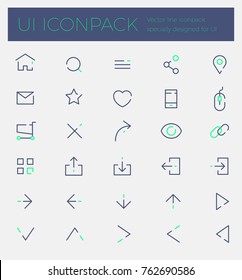 Outline vector icon set designed for web and mobile UI.