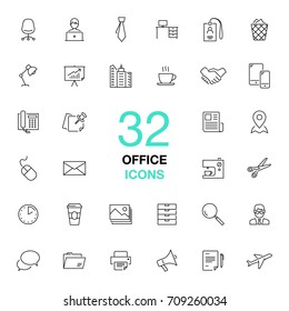 Outline vector icon set. Office, workspace.