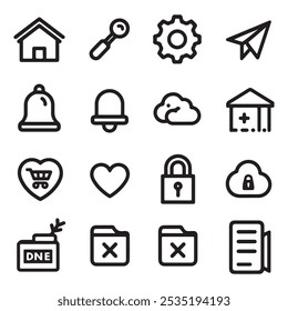 Outline Vector Icon Set for Web and App Interfaces