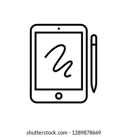 Outline Vector Icon Simple Minimal Device Gadget Tablet Graphic Stylus Draw