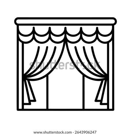 outline vector icon of window coverings or theatrical drapes, isolated on a white background