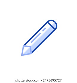 Outline vector icon of a wooden pencil with a sharpened graphite tip and an eraser on the opposite end. Can be used in educational materials, school websites, classroom resources and stationery