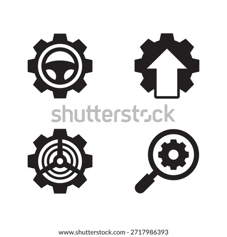 Outline vector icons for car settings, security, and preferences.