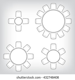 Outline vector Icons collection as design elements, a set of sim