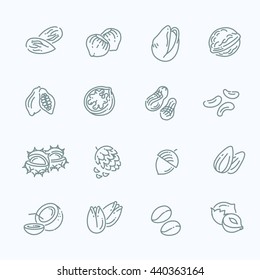 outline vector icons collection - nuts, beans and seed