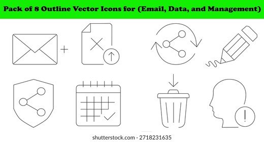 Esquema de iconos vectoriales para correo electrónico, datos y gestión