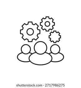 Iconos de vector de esquema para Configuraciones de grupo y procesos mecánicos.