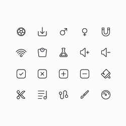 Outline vector icons for web and mobile. Thin 2 pixel stroke & 60x60 resolution