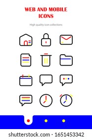 Outline vector icons for web and mobile