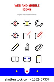 Iconos vectoriales de esquema para web y móvil