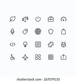 Outline vector icons for web and mobile. Thin 2 pixel stroke & 60x60 resolution.