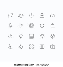 Outline vector icons for web and mobile. Thin 1 pixel stroke & 60x60 resolution