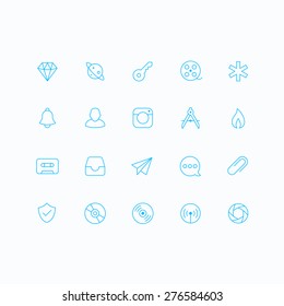 Outline vector icons for web and mobile. Thin 1 pixel stroke & 60x60 resolution.