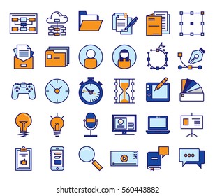 Outline vector icons for web and mobile. Thin 3 pixel stroke & 320x270mm.