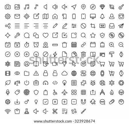  Outline vector icons for web and mobile. 152 glyph