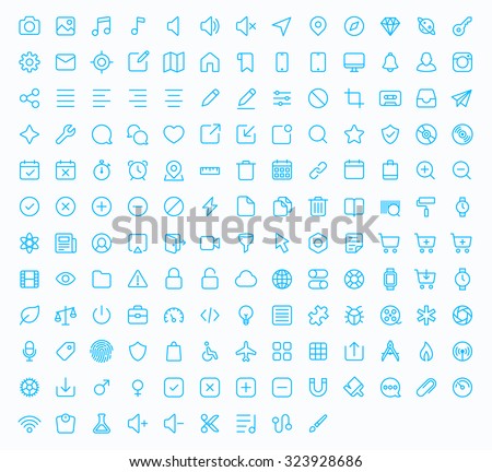  Outline vector icons for web and mobile. 152 glyph