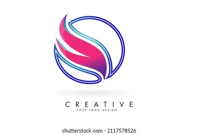Outline Vector illustration of abstract letter O with colorful flames and gradient Swoosh design. Letter O logo with creative cut and shape.