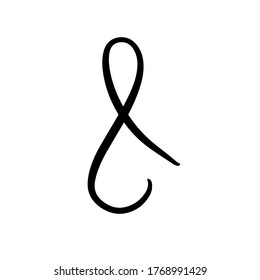Outline vector illustration of ampersand. Vector illustration on white background. For cards, posters, decor, t shirt design, logo.