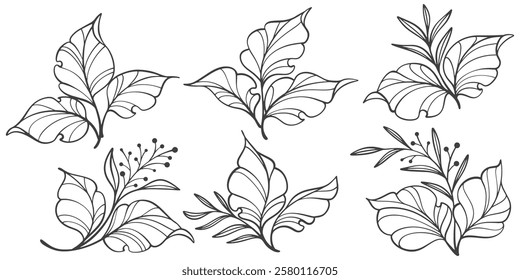 Outline Vector illustration of a branch of a tree