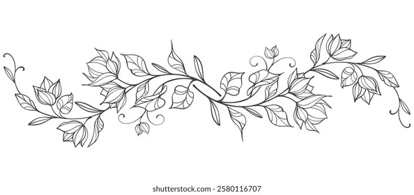 Outline Vector illustration of a branch of a tree