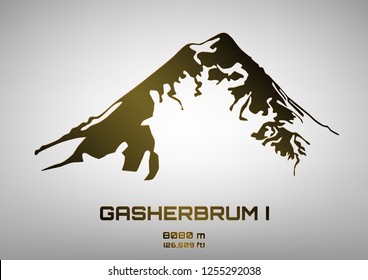 Outline vector illustration of bronze Mt. Gasherbrum I (8080 m)