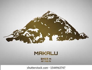 Outline vector illustration of bronze Mt. Makalu (8463 m)