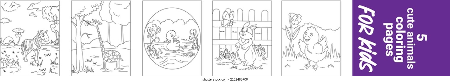 Outline vector illustration for children, Page for coloring book of funny birdie for kids, colorless picture about cute animals, Cute Cartoon Coloring Page for kids,Animals set for coloring book.