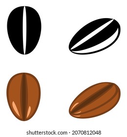 An outline vector illustration of coffee beans set isolated on transparent background. Designed in brown, black and white colors for web concepts, prints, templates