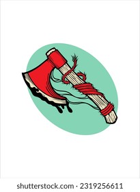 outline vector illustration design of red axe