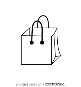 Outline vector illustration design tote bag tool for carrying groceries