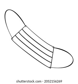 Ilustración de vector de contorno de una máscara facial aislada en fondo blanco. Diseñado en colores blanco y negro para conceptos médicos