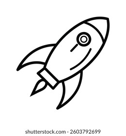 a outline vector illustration of a flying rocket