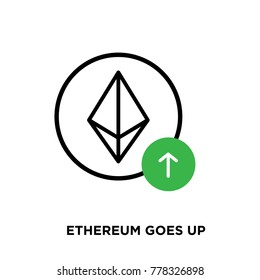 Outline vector illustration of growing up ethereum icon