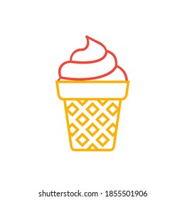 Outline vector illustration of ice cream cone isolated on white background