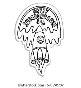 Outline vector illustration of Independence day rocket.Vector illustration for independence day. Icon with rocket for July 4.