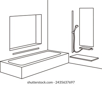 Umriss-Vektor-Illustration des japanischen Badezimmers