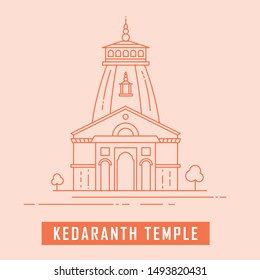 Outline vector Illustration of Kedarnath temple