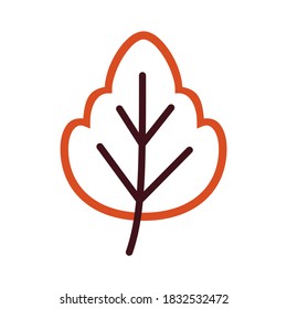 Outline vector illustration of leaf isolated on white background. Nature icon design