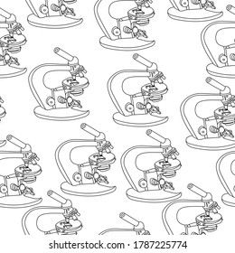 Outline vector illustration, microscope seamless pattern for design and creativity