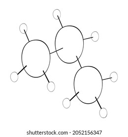 Ilustración esquemática vectorial de moléculas aisladas en fondo transparente. Diseñado en colores blanco y negro para conceptos médicos, químicos y científicos.