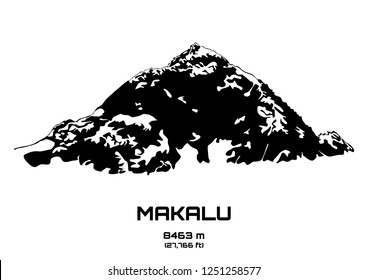 Outline vector illustration of Mt. Makalu (8463 m)