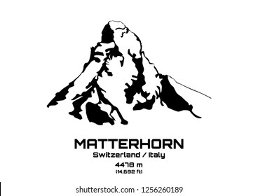 Outline vector illustration of Mt. Matterhorn (4475 m)