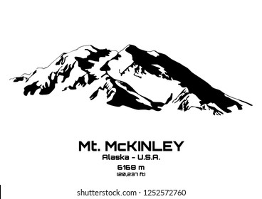 Outline vector illustration of Mt. McKinley (6168 m)