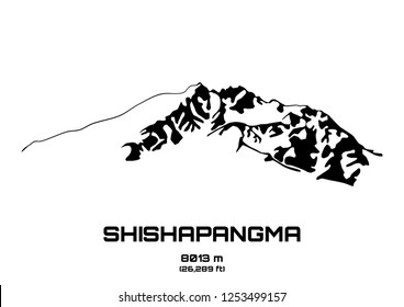 Outline vector illustration of Mt. Shishapangma (8013 m)
